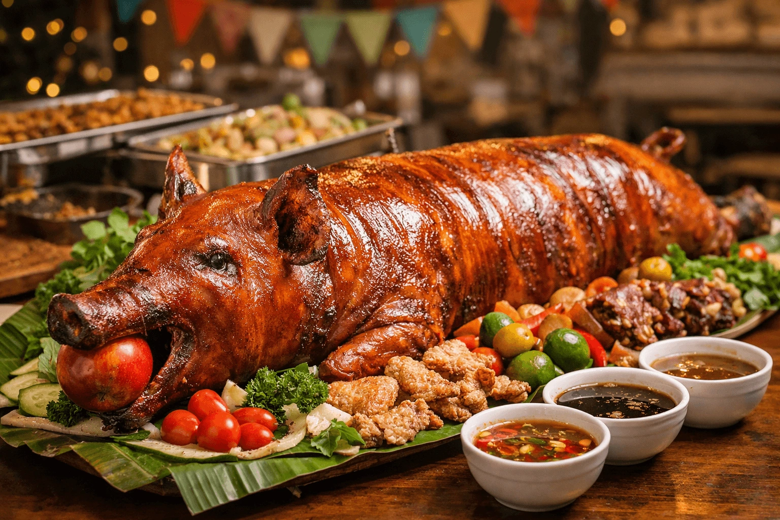 Lechon roasted whole pig Filipino celebration
