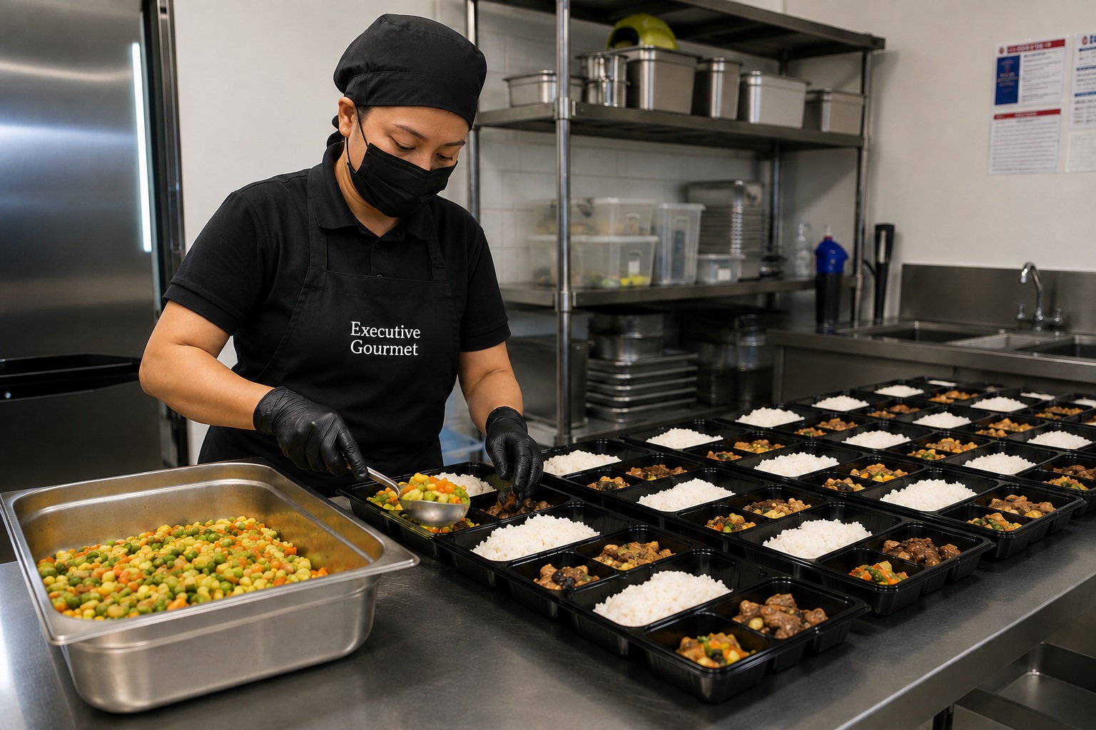 Executive Gourmet meal preparation and portioning for corporate canteen food service