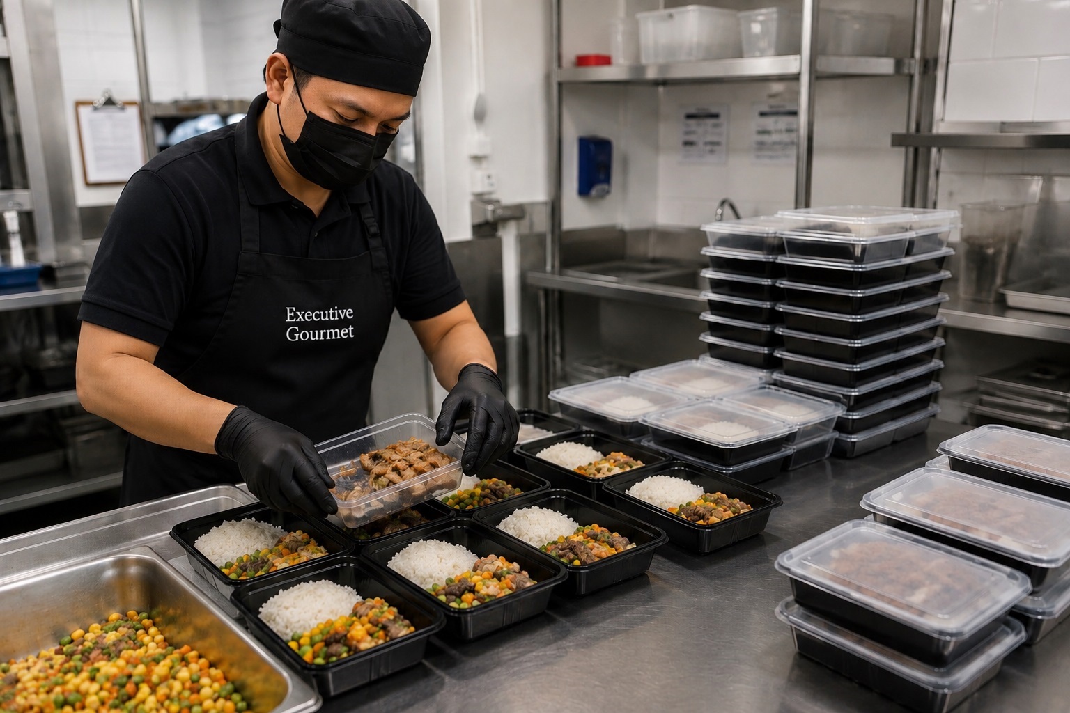 Executive Gourmet meal preparation and portioning for corporate canteen food service