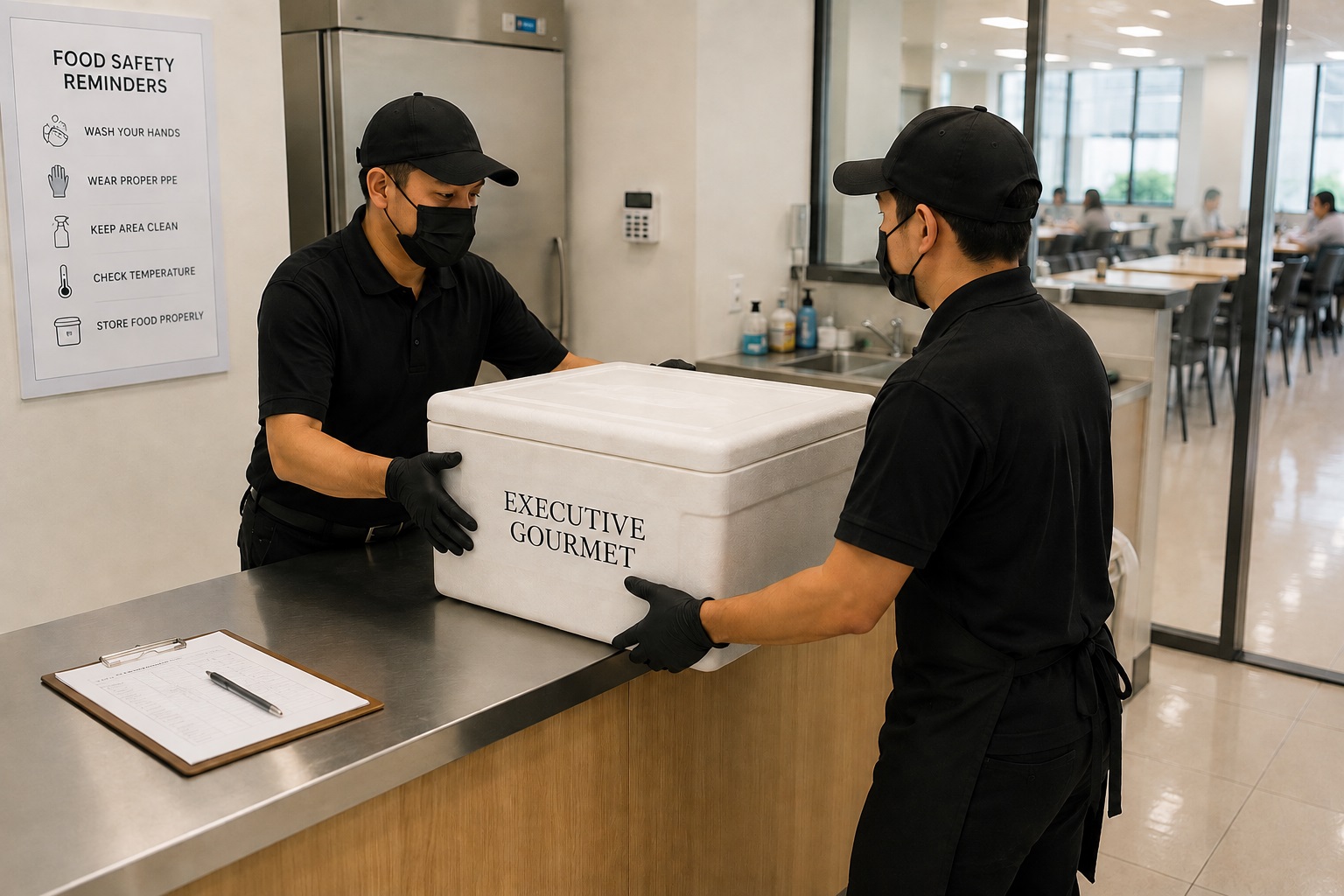 Executive Gourmet meal preparation and portioning for corporate canteen food service